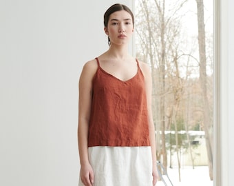 Hazel terracotta top - Oversized linen top - linen blouse - linen basic top - linen beach top