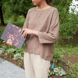 Harper cacao tunic - Drop shoulder blouse - Linen blouse - Linen tunic - Linen top - Oversized linen top