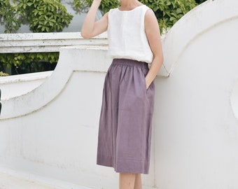 Ready to ship - May skirt - Midi linen skirt - Simple linen skirt - High waist linen skirt - Soft linen skirt - Washed linen skirt