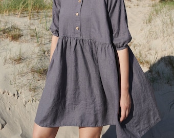 Ready to ship - Simone dress - Linen dress - Summer linen dress - Maternity linen dress - Short linen dress