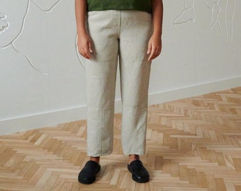 Brooke heavy natural grey utility trousers - Utility trousers - Workwear pants - Heavy linen pants - Linen trousers