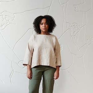 Harper beige tunic - Linen blouse - Linen tunic - Linen shirt - Linen top - Loose linen blouse