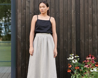 Lina natural grey skirt - Maxi linen skirt - Linen skirt - A line linen skirt - Long linen skirt