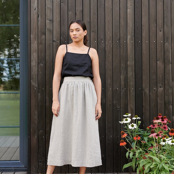 Ready to ship - Lina natural grey skirt - Maxi linen skirt - Linen skirt - A line linen skirt - Long linen skirt