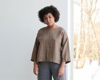 Harper cacao tunic - Linen tunic - Linen blouse - Linen shirt - Soft linen tunic - Oversized linen tunic