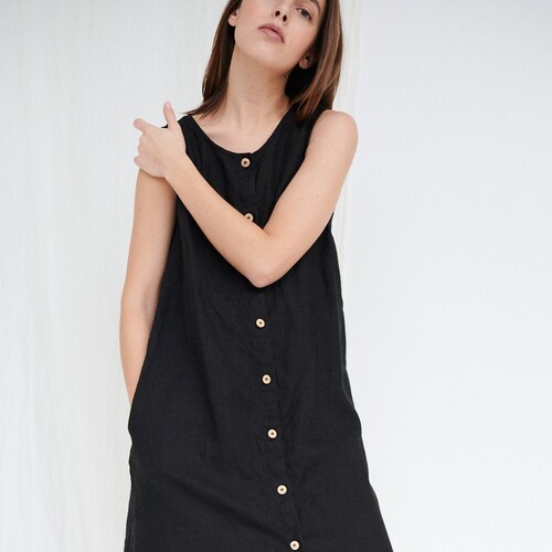 Long Linen Button Down Shirt Dress WANAKA Etsy