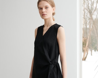 Zoe black dress - Black linen dress - Maternity dress - Wrap linen dress - Oversized linen dress - Summer dress - Linen dress