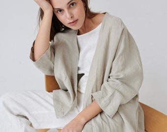 Juta natural grey jacket - Linen jacket - Oversized linen jacket  - Cocoon coat  - Casual jacket