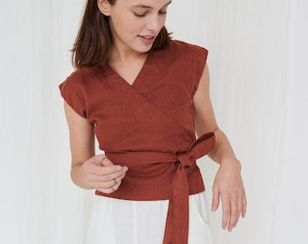 wrap linen top