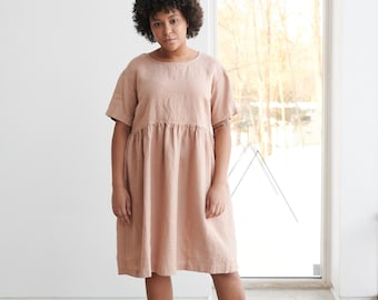 Anna dusty peach dress - Simple linen dress - Maxi dress - Summer dress - Everyday dress - Shift dress - Casual dress - Oversized dress