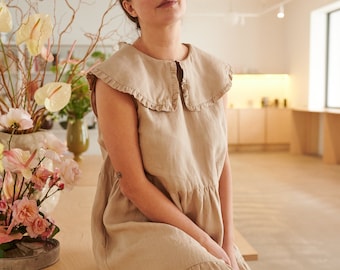 Molly beige Dress - Long linen dress