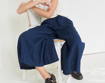 Ready to ship - Clementine trousers -Clementine palazzo - Linen Culottes - Wide linen pants - Linen palazzo - Linen trousers