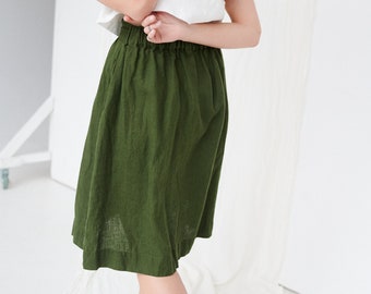 Laura forest green skirt - Midi linen skirt - Linen skirt - A line linen skirt - Summer linen skirt