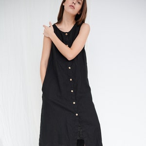 Robin black dress - Button down dress - Long linen dress - Maxi linen dress - Soft linen dress