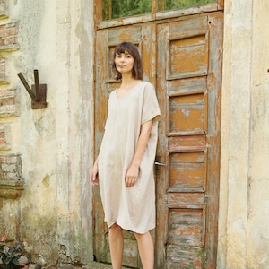 Amalfi beige dress - One size dress - Oversized linen dress - Linen dress - Summer dress - Loose linen dress - Soft linen dress