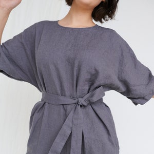 Olivia platinum grey jumpsuit - Linen jumpsuit - Oversized jumpsuit - Linen romper - Women linen clothing - Linen overall -Wide leg jumpsuit