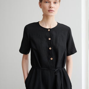 Bloom black dress  - Simple linen dress - Summer dress - Everyday dress - Casual dress - Maternity dress