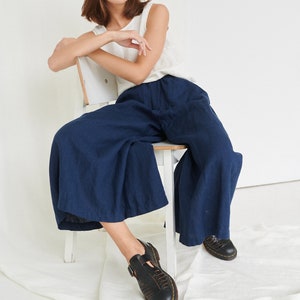 Ready to ship - Clementine trousers -Clementine palazzo - Linen Culottes - Wide linen pants - Linen palazzo - Linen trousers