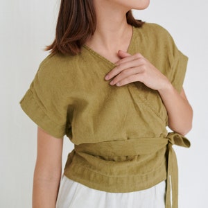 Amelia Terracotta Top - Wrap Top - Wrap Linen Top - Linen