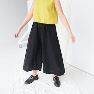 Clementine marineblauwe broek Clementine palazzo Linnen | Etsy België