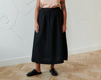 Lina black skirt - Maxi linen skirt - Linen skirt - A line linen skirt - Long linen skirt