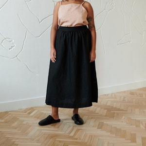 Lina black skirt - Maxi linen skirt - Linen skirt - A line linen skirt - Long linen skirt