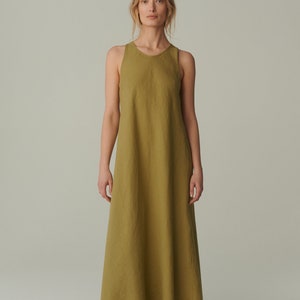 Ready to ship - Alba olive linen dress - Soft linen dress - Maxi dress - Minimal linen dress - Linen dress - Summer dress