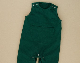 Linen baby jumpsuit with pocket (unisex)