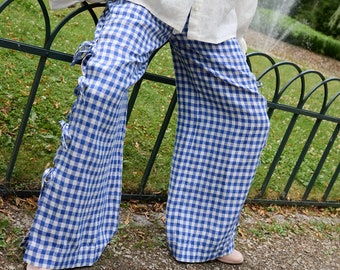 パンツ・ボトムスその他 [ASCLO MADE] Linen Check Set Up Slacks Linen Silk Check Pants – La Garçonne