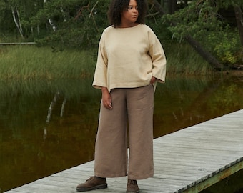 Ready to ship Ocean heavy linen trousers