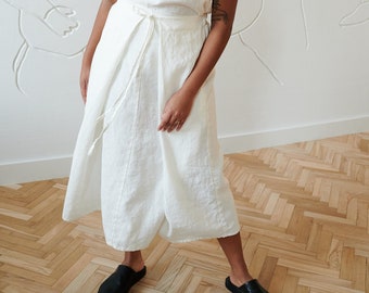 Fern milky white skirt - Long linen skirt - High waist linen skirt - Soft linen skirt - Washed linen skirt