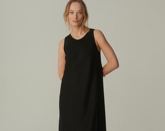 Alba black linen dress - Soft linen dress - Maxi dress - Minimal linen dress - Linen dress - Summer dress