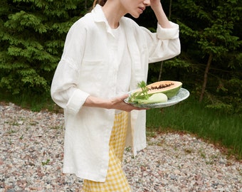 Ready to ship - Vika milky white shirt - Washed linen shirt - Linen shirt - Drop shoulder shirt - Oversized linen shirt