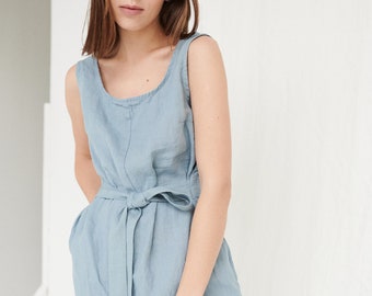 Evelyn sea green jumpsuit - Linen jumpsuit - Linen overalls - Loose linen Jumpsuit - Linen women romper - Linen clothes