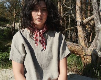 Mona natural grey top - Linen top - Oversized linen top - Linen blouse - Basic linen top - Minimal linen blouse