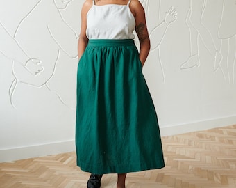 Lina emerald green skirt - Maxi linen skirt - Linen skirt - A line linen skirt - Long linen skirt