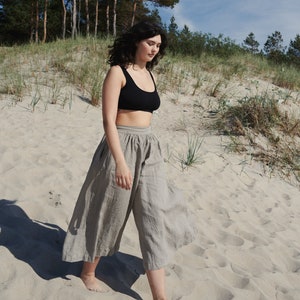 Clementine natural grey trousers - Culottes - Linen Culottes - Wide linen pants - Linen pants - Soft linen pants - Summer pants