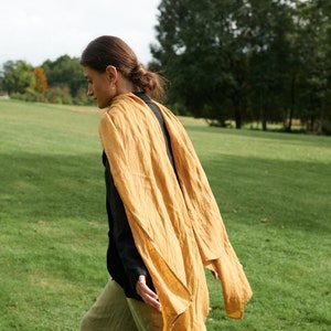 Ready to ship - Linen scarf - Camel linen scarf - Softened linen scarf - Long linen scarf - Unisex linen scarf - Linen scarves