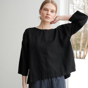 Harper black tunic - Drop shoulder blouse - Linen tunic - Linen shirt - Linen tunic - Linen top