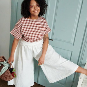 Clementine milky white trousers - Culottes - Linen Culottes - Wide linen pants - Linen pants - Linen palazzo trousers - Summer pants