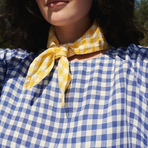 Ready to ship - Yellow gingham linen bandana - Bandana - Linen bandana - Linen scarf