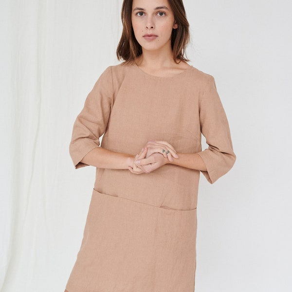 Rose dusty peach dress - Linen dress - Minimal linen dress - Linen tunic - Minimal linen tunic - Washed linen dress - Loose dress