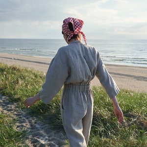Work natural grey jumpsuit - Linen jumpsuit - Loose linen Jumpsuit - Linen overall - Linen women romper - Work linen jumpsuit