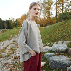 Harper natural grey tunic - Linen blouse - Linen tunic - Linen shirt - Linen top - Loose linen blouse