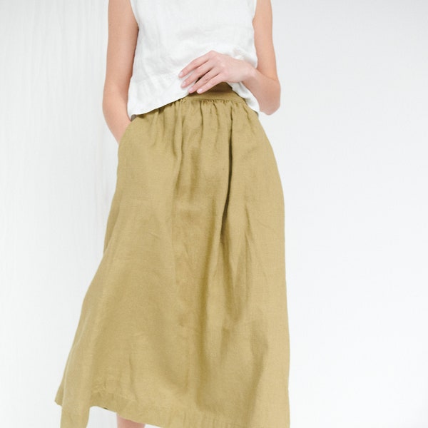 Lina olive skirt - Maxi linen skirt - Linen skirt - A line linen skirt - Long linen skirt