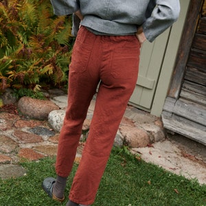 Brooke heavy terracotta utility trousers - Utility trousers - Workwear pants - Heavy linen pants - Linen trousers