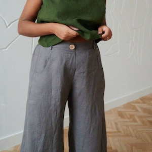 Frankie platinum grey trousers - Barrel trousers - Linen trousers - Loose linen pants - Linen pants
