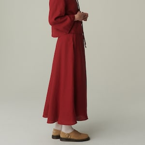 Lily burgundy red skirt - Maxi skirt - Simple linen skirt -  Soft linen skirt - Linen skirt - A-line skirt