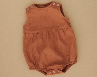 Unisex linen baby romper