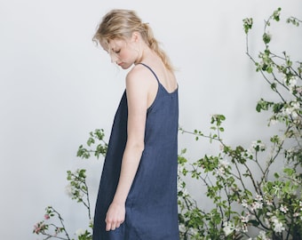 Africa graphite grey dress  - Beach linen dress - Summer dress - Minimal linen dress - Washed linen dress